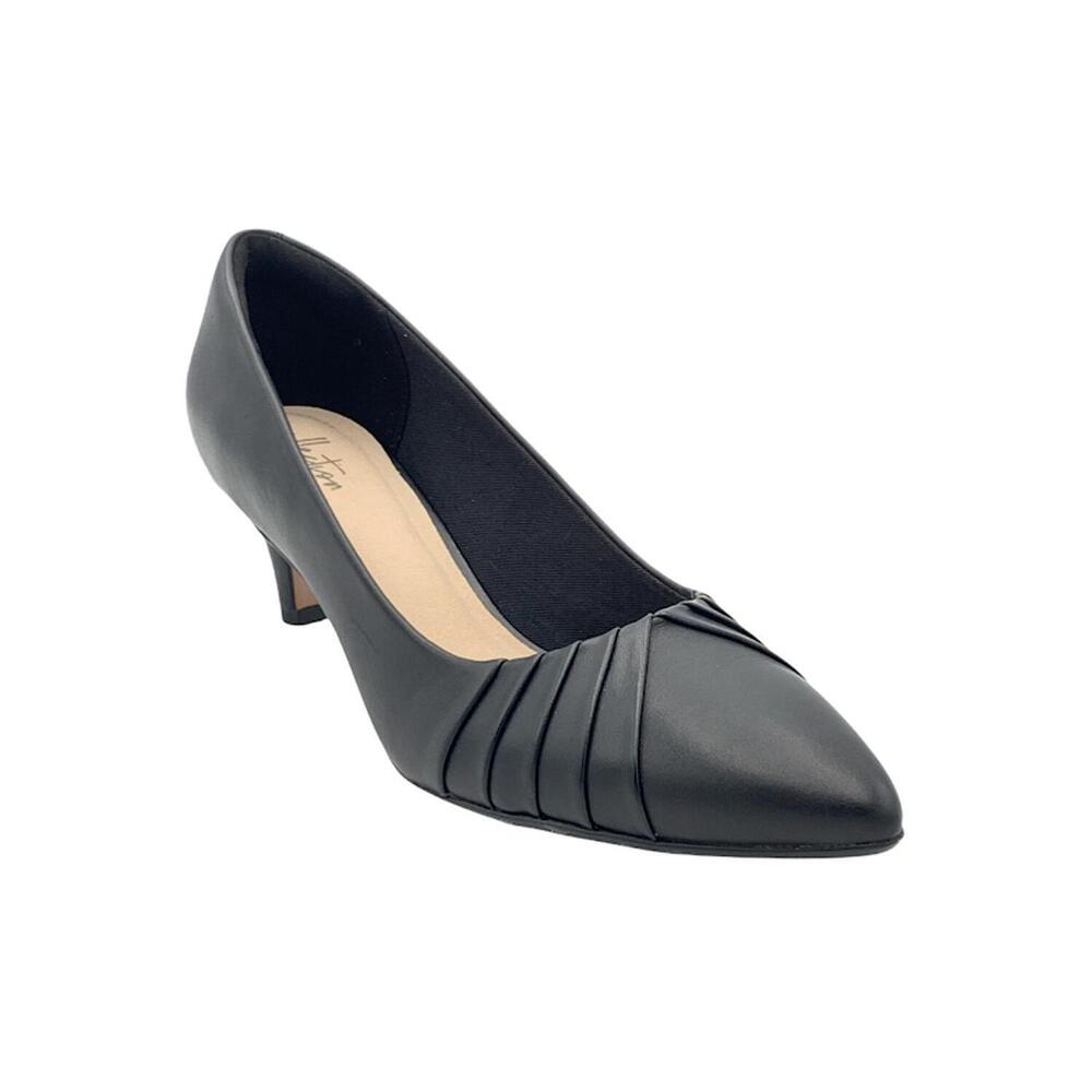 Clarks Collection Pointy Toe Pumps Linvale Crown Black - Wide - Picture 2 of 5